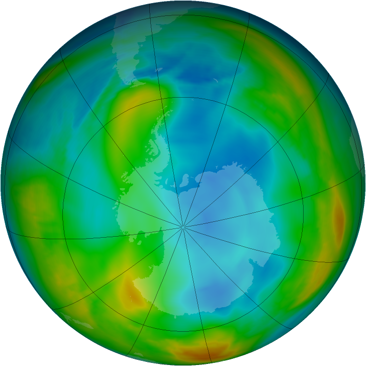 Antarctic ozone map for 03 July 2007